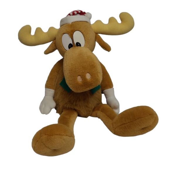 VINTAGE 90s Rocky & Bullwinkle large stuffed animal plush holiday Christmas - Picture 1 of 8